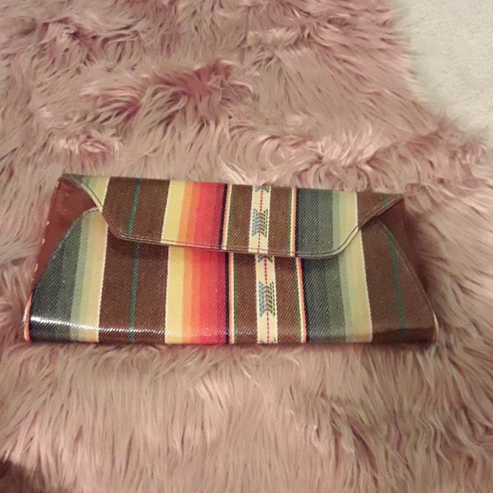Steve Madden Tribal Print Striped Clutch